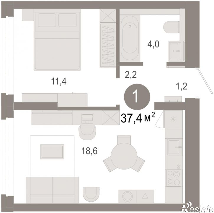 2-комн квартира в новом доме Есенина, 9/1