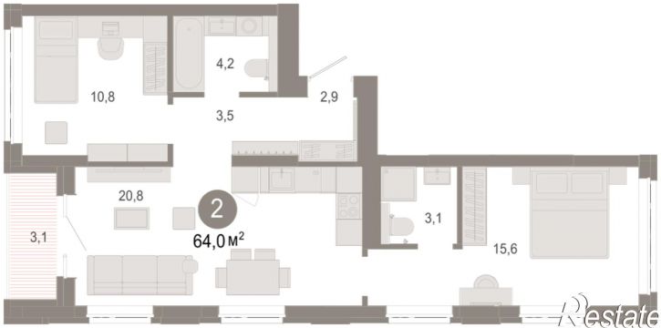 3-комн квартира в новом доме Есенина, 9/1
