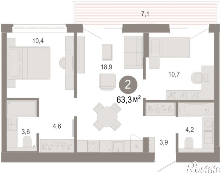 3-комн квартира в новом доме Есенина, 9/1