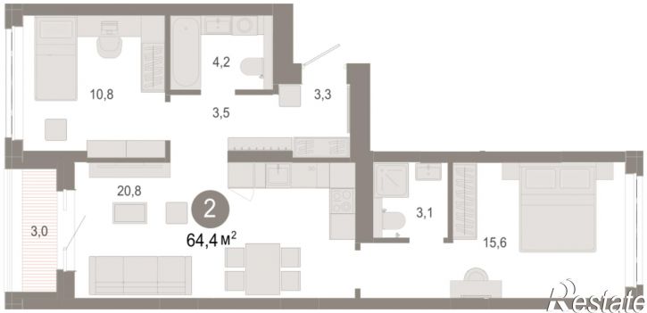 3-комн квартира в новом доме Есенина, 9/1