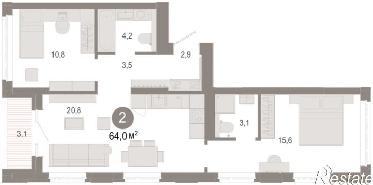 3-комн квартира в новом доме Есенина, 9/1