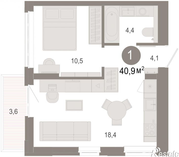 2-комн квартира в новом доме Есенина, 9/1