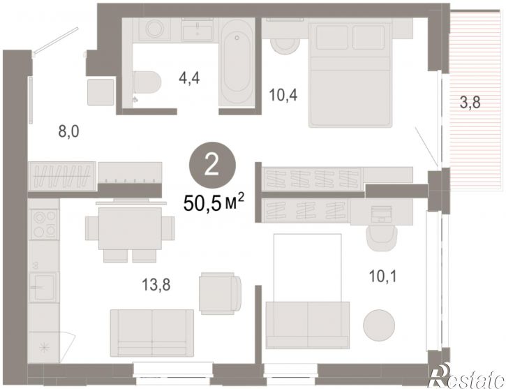 3-комн квартира в новом доме Есенина, 9/1