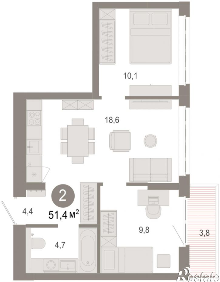 3-комн квартира в новом доме Есенина, 9/1