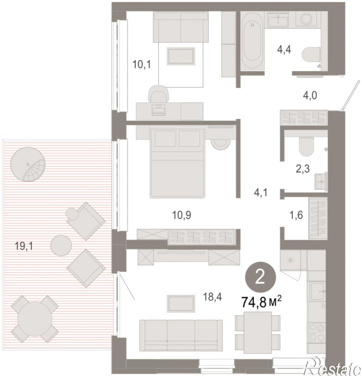 3-комн квартира в новом доме Есенина, 9/1