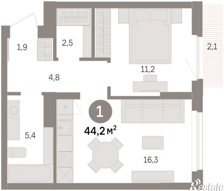 2-комн квартира в новом доме Георгия Колонды, 5