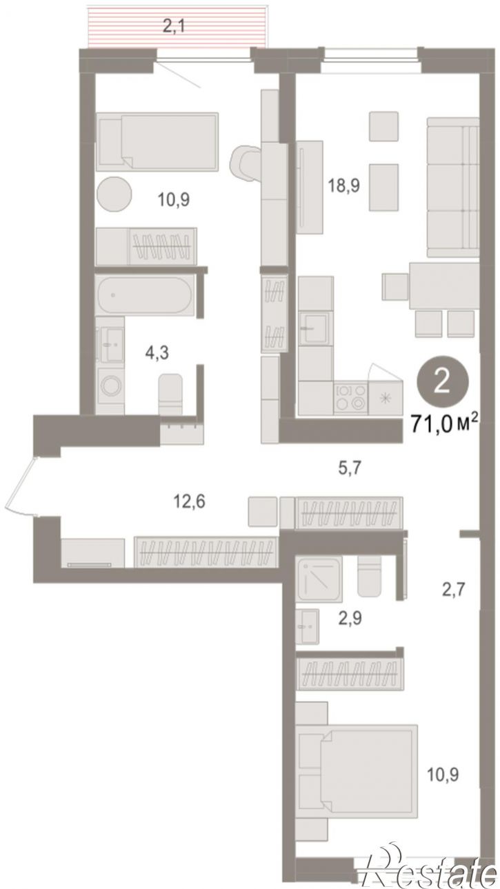 3-комн квартира в новом доме Георгия Колонды, 5