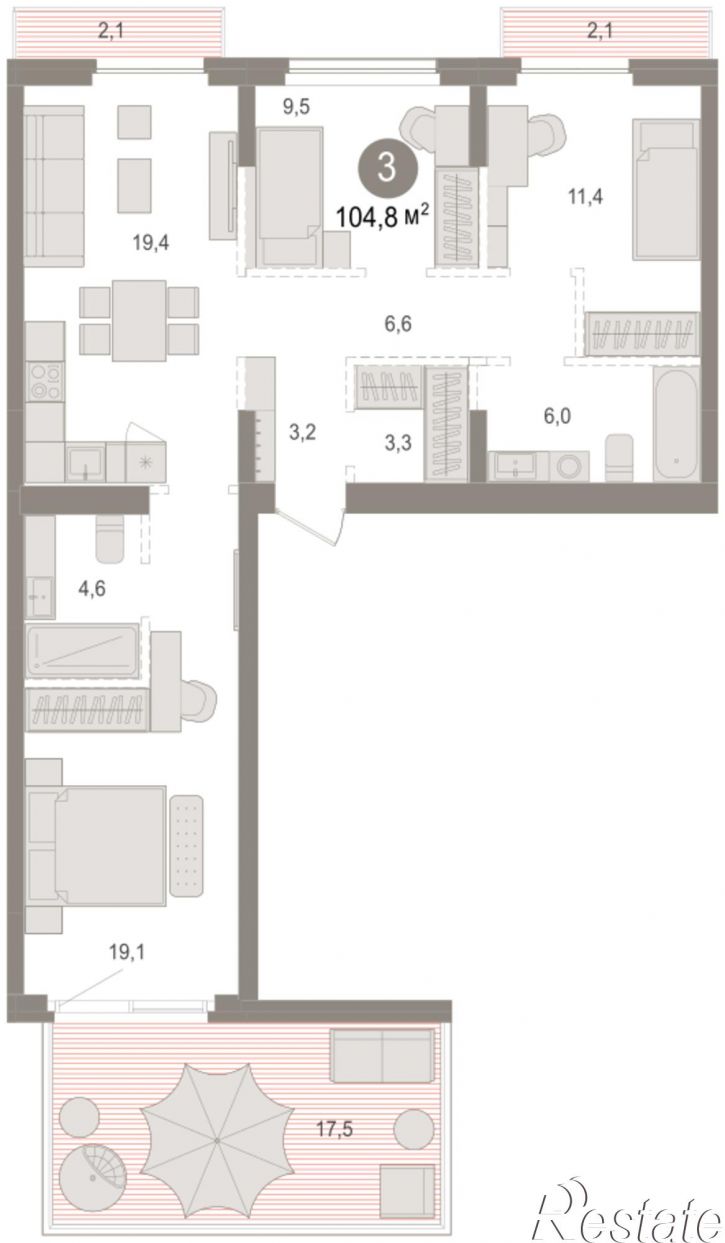 3-комн квартира в новом доме Георгия Колонды, 5