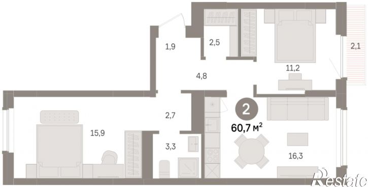 3-комн квартира в новом доме Георгия Колонды, 5