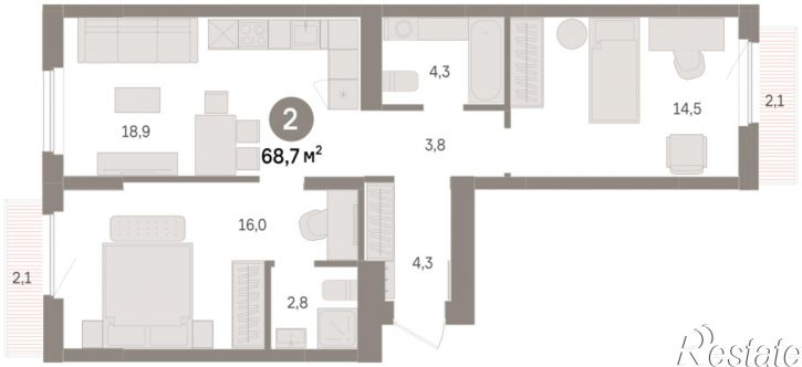 3-комн квартира в новом доме Георгия Колонды, 5