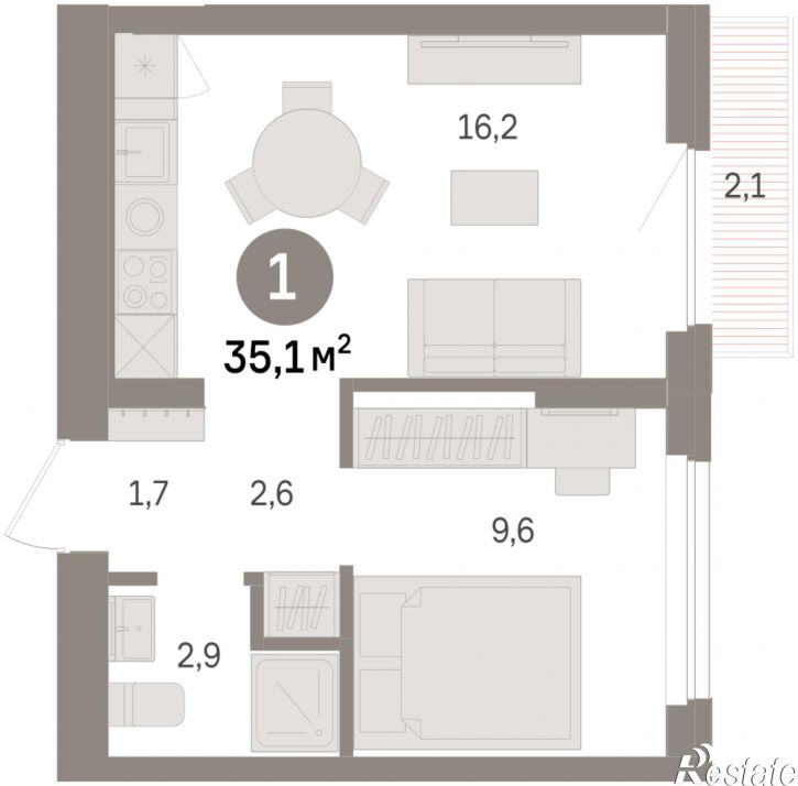 2-комн квартира в новом доме Георгия Колонды, 5