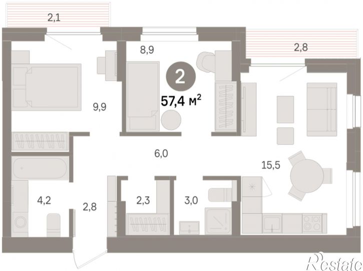 3-комн квартира в новом доме Георгия Колонды, 5
