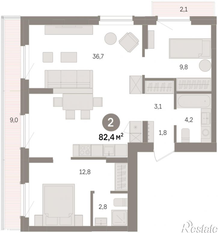 3-комн квартира в новом доме Георгия Колонды, 5