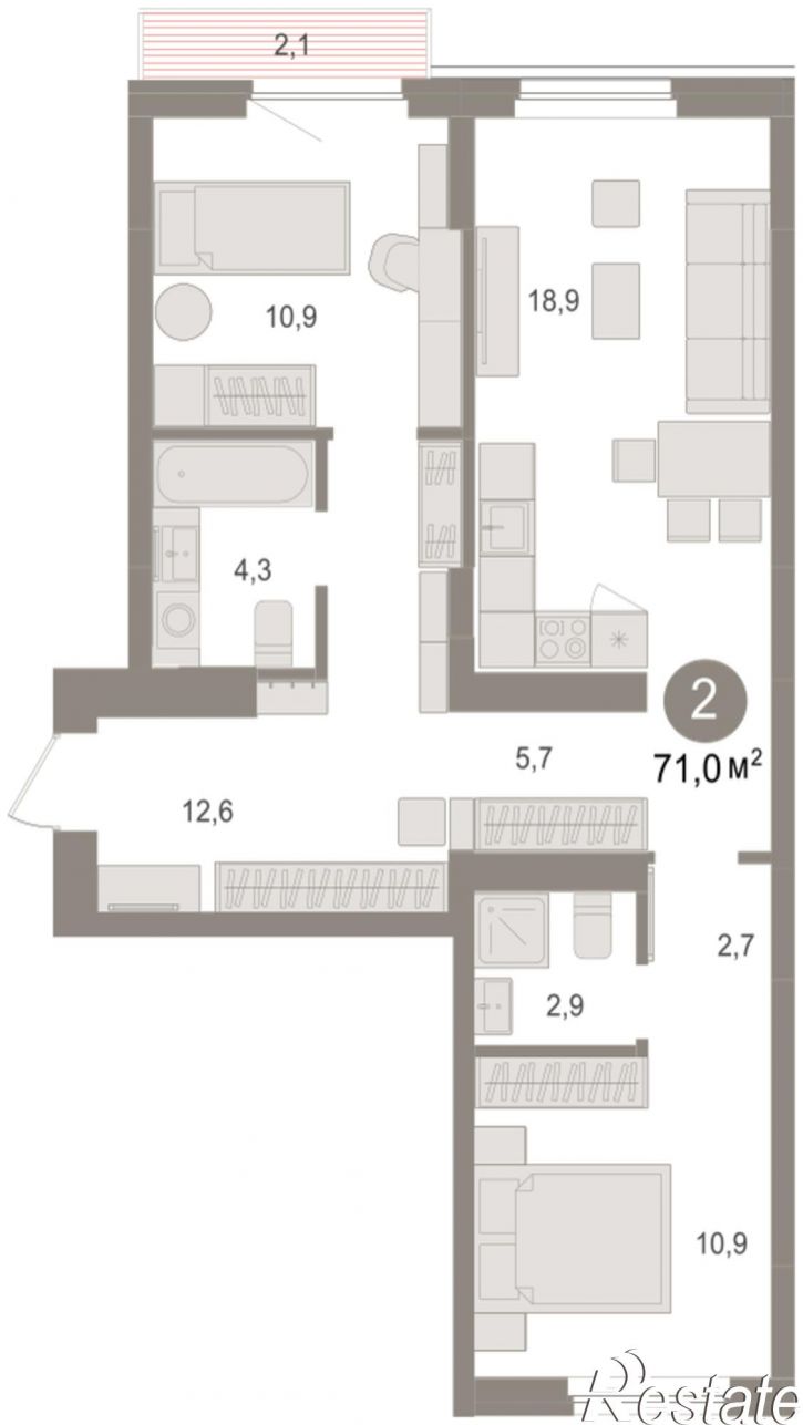 3-комн квартира в новом доме Георгия Колонды, 5