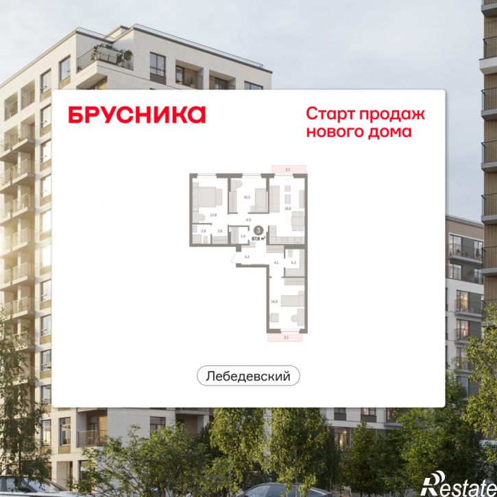 3-комн квартира в новом доме Георгия Колонды, 5