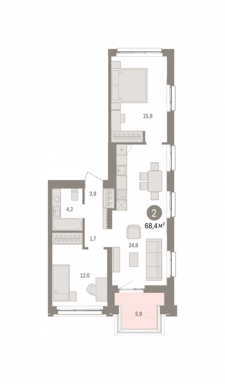 3-комн квартира в новом доме Большевистская, 114