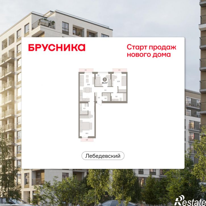 3-комн квартира в новом доме Георгия Колонды, 5