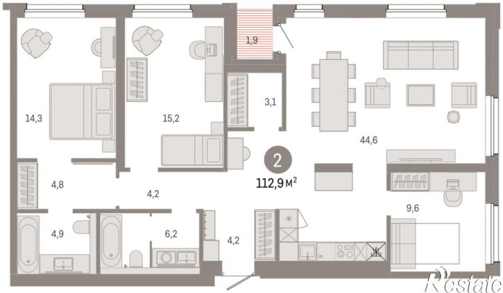 3-комн квартира в новом доме Улица Фрунзе, 218 стр