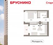 2-комн, 36 кв м, этаж 16/25 ул Есенина, 9/2