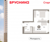 2-комн, 34 кв м, этаж 10/25 ул Есенина, 9/2