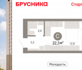 1-комн, 22 кв м, этаж 7/25 ул Есенина, 9/2