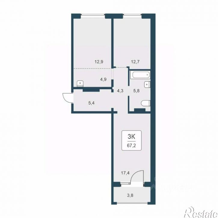 3-комн квартира в новом доме ул Сибиряков-Гвардейцев, 51/1 2,  д. 51/1 2,  к. 2