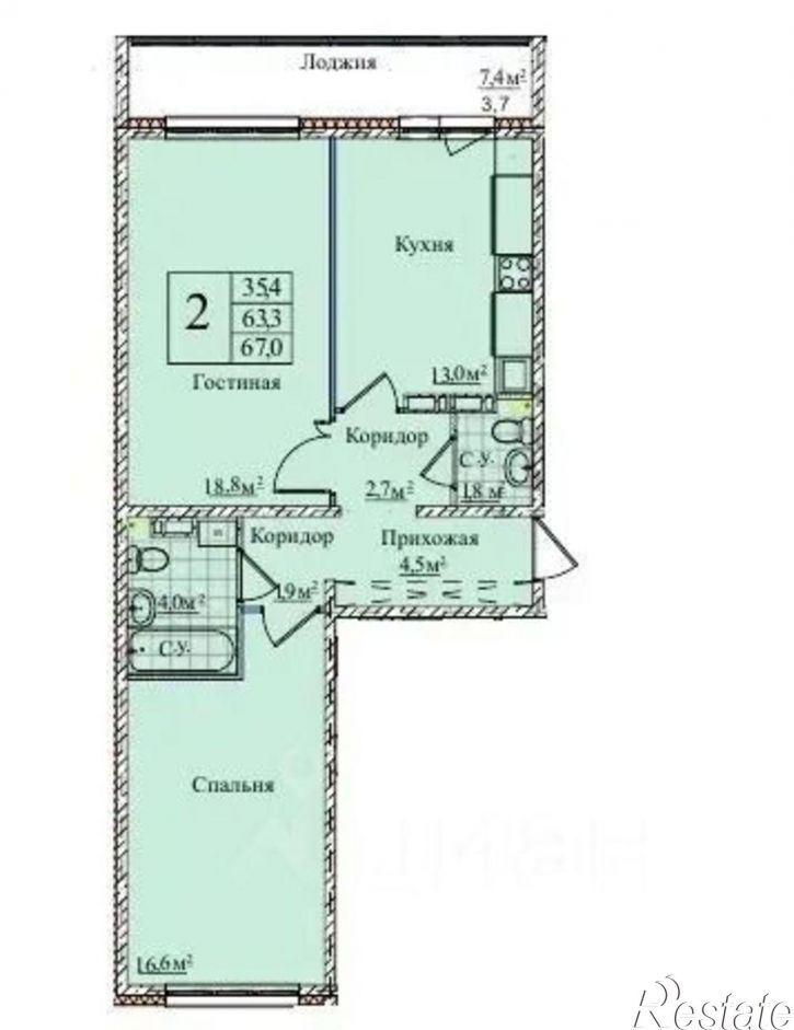 2-комн квартира ул Ясный Берег, 3,  д. 3