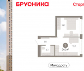 2-комн, 34 кв м, этаж 16/25 ул Есенина, 9/2