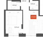 1-комн, 48 кв м, этаж 6/10 ул Героев Труда, 35