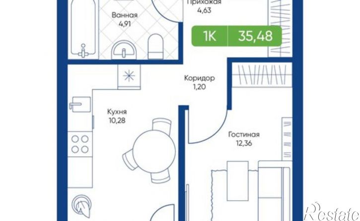 1-комн квартира в новом доме жилой комплекс Биография