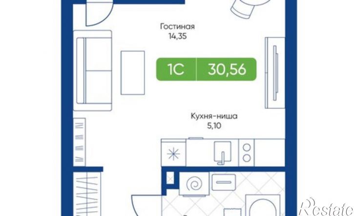 1-комн квартира в новом доме жилой комплекс Биография
