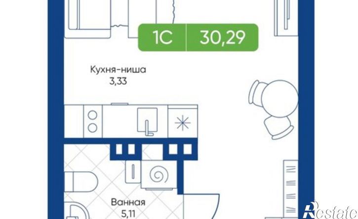 1-комн квартира в новом доме жилой комплекс Биография