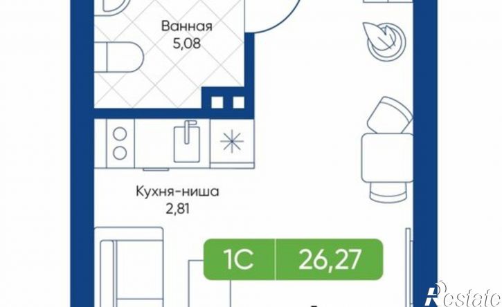 1-комн квартира в новом доме жилой комплекс Биография