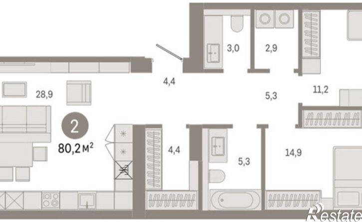 2-комн квартира в новом доме ул Журинская, 131А,  д. 131А