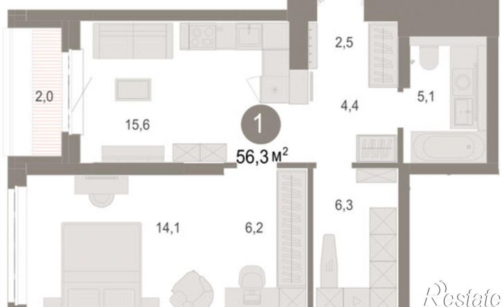 2-комн квартира в новом доме ул Есенина, 9/2,  д. 9/2