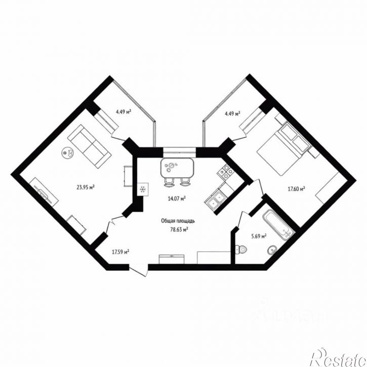 3-комн квартира б-р Молодежи, 38,  д. 38