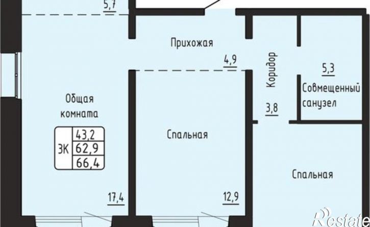 3-комн квартира в новом доме микрорайон Родники, ЖК Гренландия