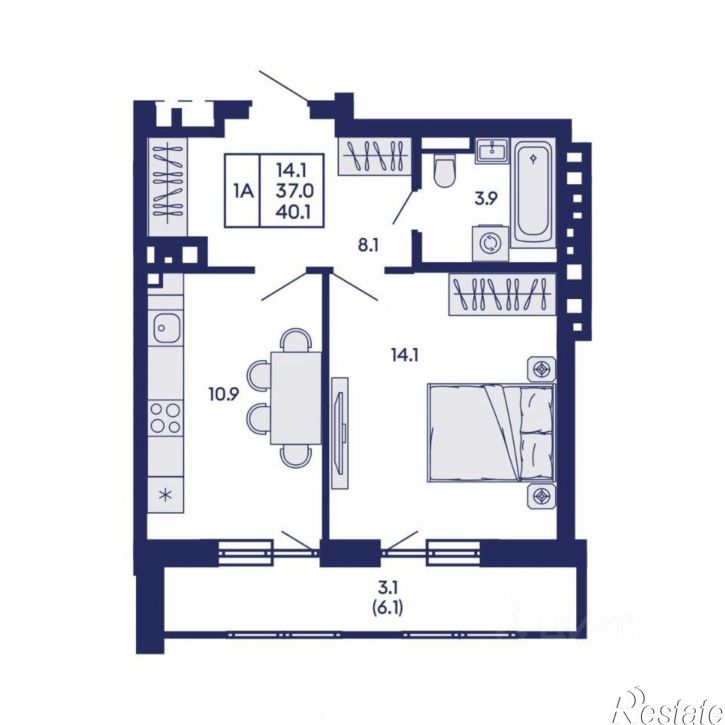 1-комн квартира в новом доме ул Коминтерна, 93/4,  д. 93/4