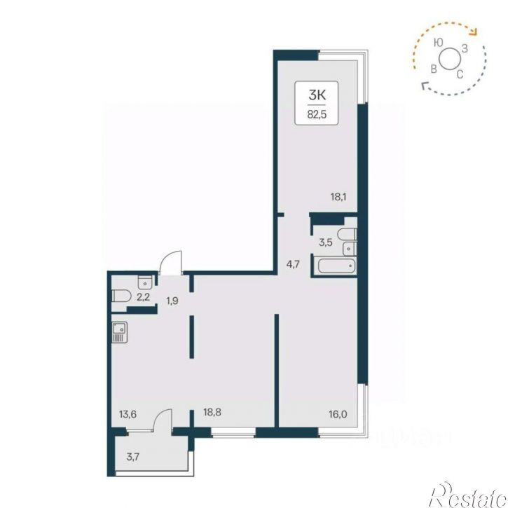 3-комн квартира в новом доме ул Игарская, 64 3,  д. 64 3,  к. 3