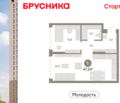 2-комн, 47 кв м, этаж 2/25 ул Есенина, 9/2