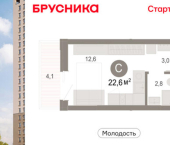 1-комн, 23 кв м, этаж 6/25 ул Есенина, 9/2