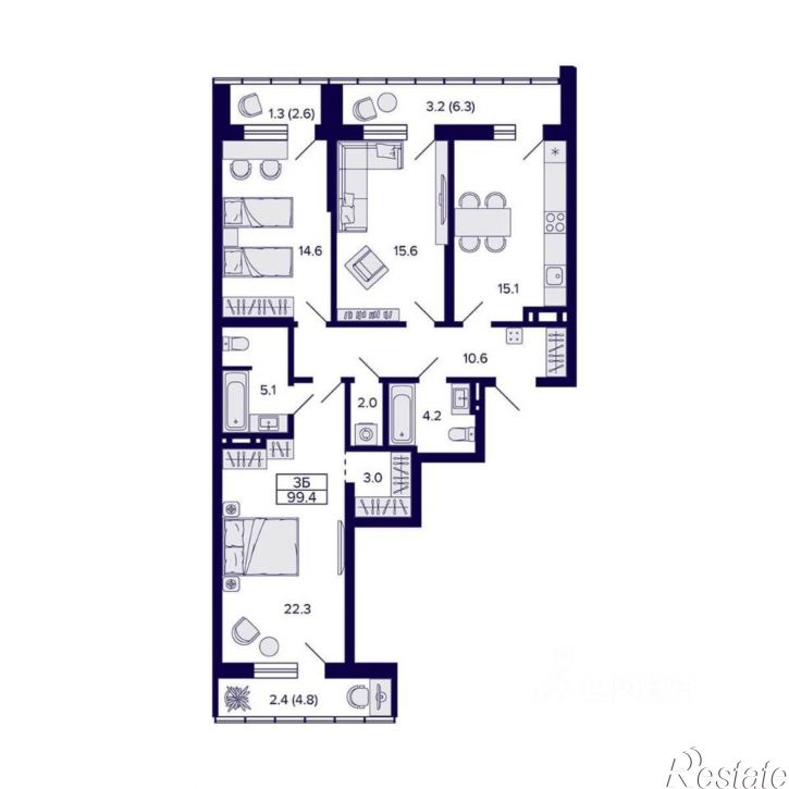 3-комн квартира ул Фрунзе, 220,  д. 220