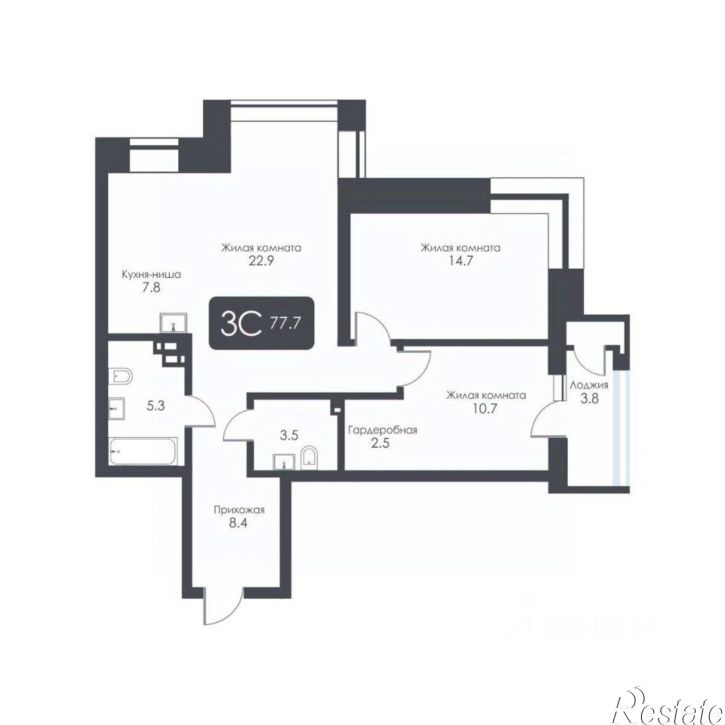 3-комн квартира в новом доме ул Фрунзе, 236,  д. 236