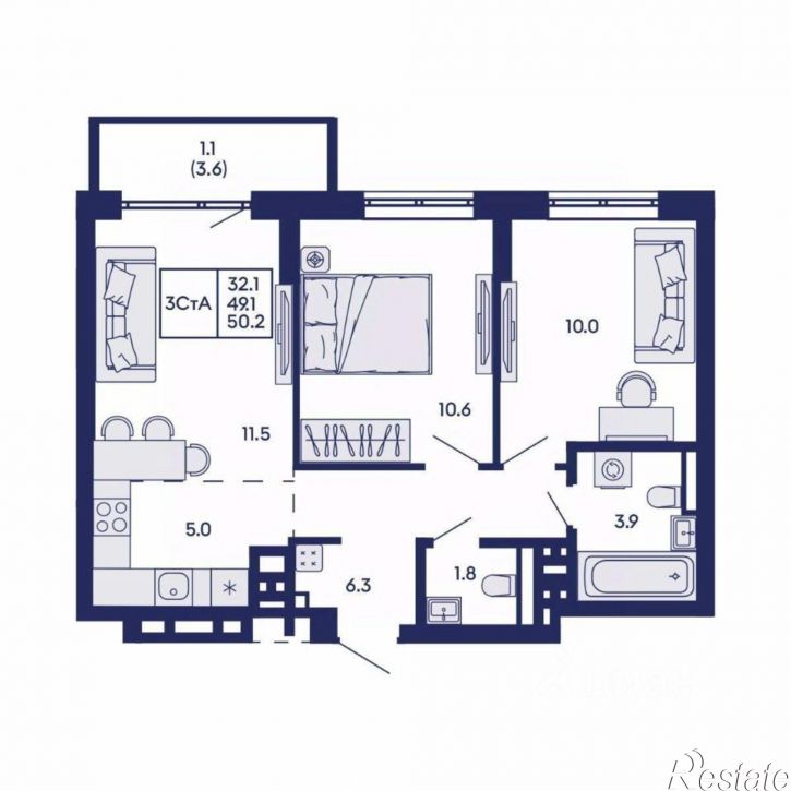 3-комн квартира в новом доме ул Коминтерна, 93/4,  д. 93/4
