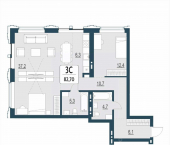 3-комн, 82 кв м, этаж 6/8 пр-кт Димитрова, 5