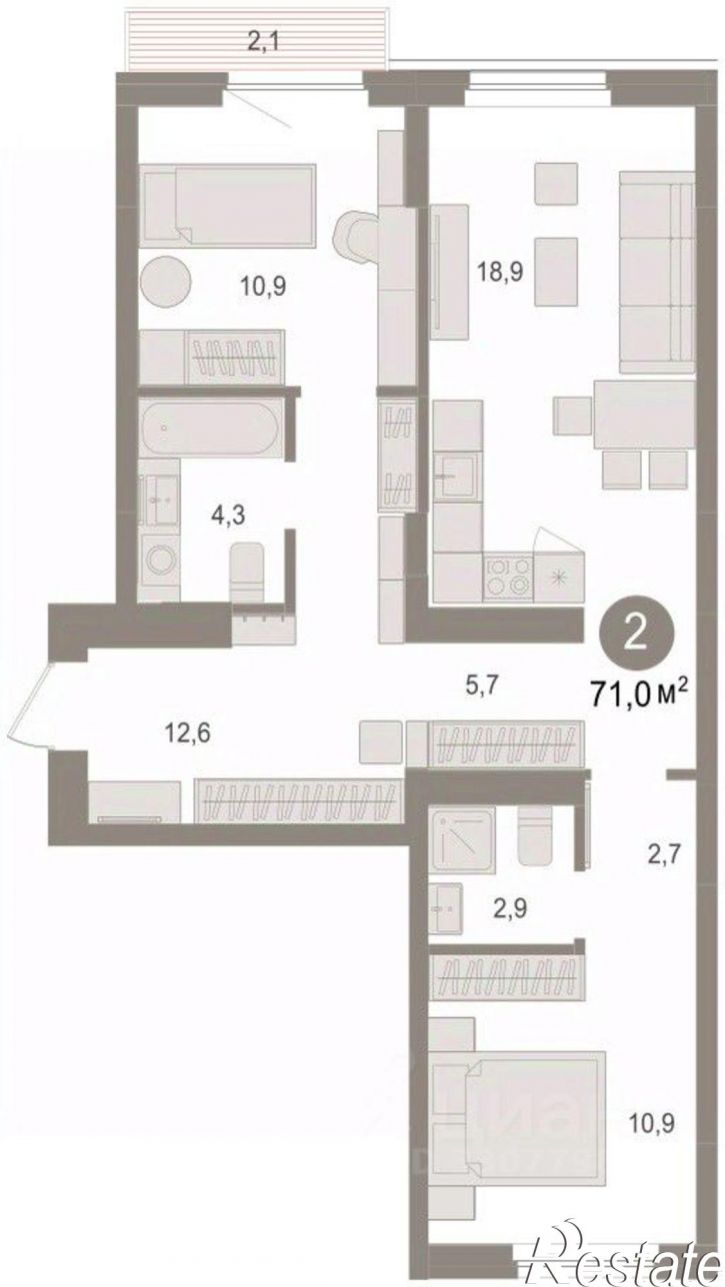 3-комн квартира в новом доме квартал Лебедевский, 1/5