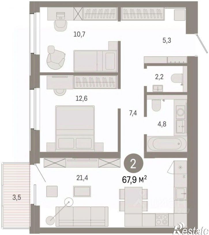 3-комн квартира в новом доме ул Журинская, 129А,  д. 129А