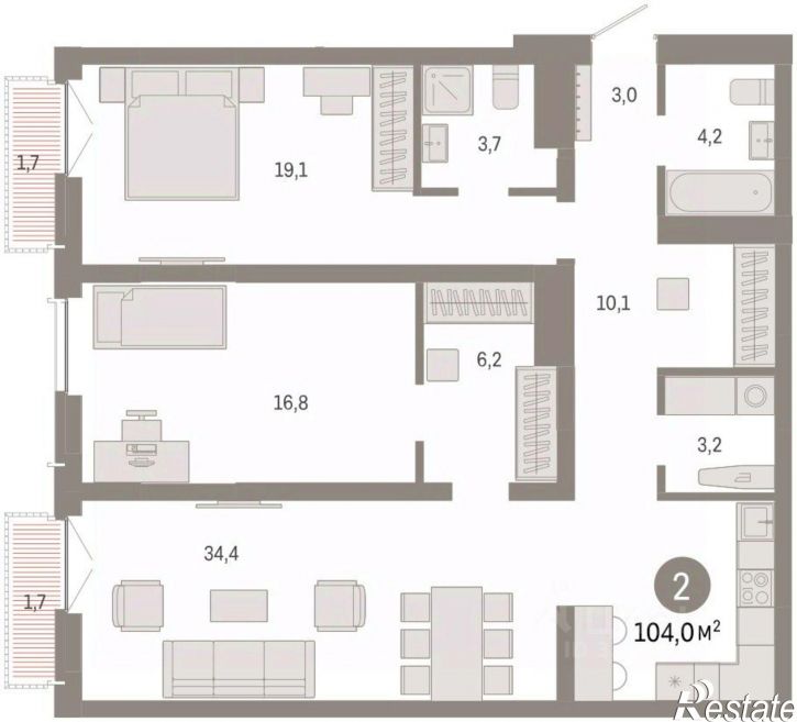 3-комн квартира в новом доме ул Большевистская, 108,  д. 108