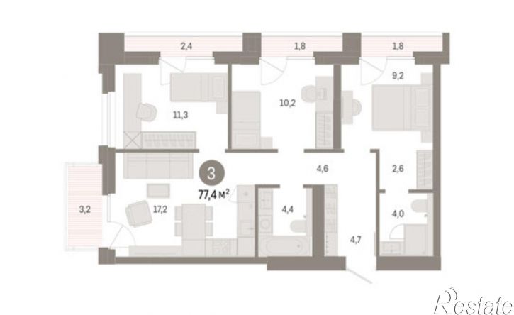 3-комн квартира в новом доме ул Журинская, 131А,  д. 131А