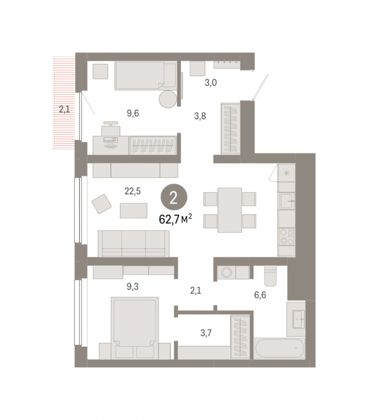 3-комн квартира в новом доме Георгия Колонды, 5